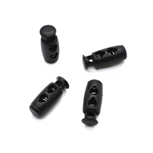 25pcs/pack 2 hole Cord Lock Cylinder Barrel Toggle Stopper Plastic Black Size: 23mm*9mm toggle clip 2024 - buy cheap