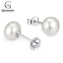 1 Piar-pendientes de plata de primera ley con perlas para mujer, aretes pequeños, color blanco, elegante, novedad 2024 - compra barato