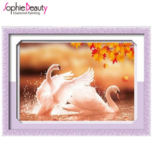 Free Shipping 5D Diamond Painting 100% full square drill Home decoration Cross Stitch Mosaic Embroidery needlework Two swans 2024 - buy cheap