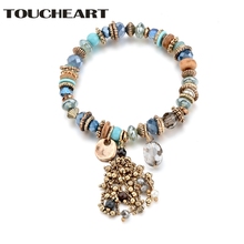 TOUCHEART Mais Recente Projeto de Vidro Artesanal Talão Pulseira Pulseiras Encantos Europeus Para As Mulheres Marca de Luxo de Jóias Pulseiras SBR170048 2024 - compre barato