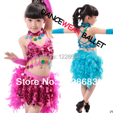 Vestidos De Baile Latino Para Niña, Estilo Pluma De Lentejuelas