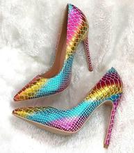 Zapatos de tacón alto con estampado de serpiente para mujer, calzado de fiesta de 8CM, 12cm, 10CM, 35-43 2024 - compra barato