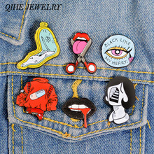 QIHE JEWELRY Women Face pins Vintage Enamel pins Women Lips Mouth Badges Lapel pins Brooches for women Brooches for Girls 2024 - buy cheap
