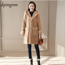 Fur Coat 2018 Winter Coat Women Lambswool Fur Jacket Mink Fur Pocket PU Lining Korean Elegant Long White Women Tops Z2541 2024 - buy cheap