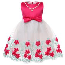 Vestido de encaje floral con lazo para niña, ropa para niña, fiesta, regalo de cumpleaños, Navidad, vestido de fiesta de princesa 2024 - compra barato