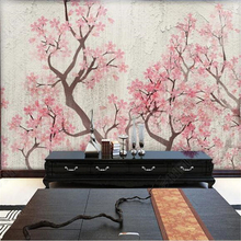 Personalizado papel de parede 3d mural criativo pintados à mão-de flores e pássaros retro flor de cerejeira 3d papel de parede do fundo da parede novo Chinês 2024 - compre barato