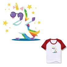 Cute Cartoon Unicorn Heat Transfer Diy A-level Washable New Design Iron On Patches Accessory For Kid Clothes Stickers Y-102 2024 - buy cheap