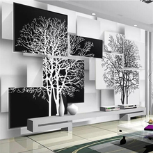 Beibehang-papel tapiz personalizado 3d, murales simples, árbol de decoración blanco y negro, pintura, sala de estar, dormitorio, Fondo de TV papel tapiz 2024 - compra barato