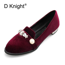 2021 Spring Women Casual Slip-on Flat Loafers Gold Velvet Round Toe Ladies Shoes Fashion Crystal Flats Shoes Woman Plus Size 43 2024 - buy cheap