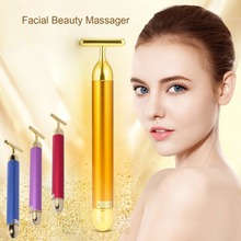 Slimming Face roller   24k Gold Colour Vibration Facial Beauty Roller Massager Stick Lift Skin Tightening Wrinkle Bar 2024 - buy cheap