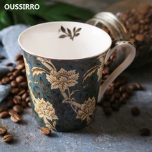 Osso china caneca retro copo de ouro boca copo de café casal criativo caneca cerâmica l2282 2024 - compre barato