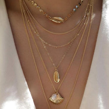 Bohemian Fashion Multilayer Pearl Shell Pendant Necklace Trendy Conch Shell Sequin Choker Necklace for Women Jewelry Accessories 2024 - buy cheap