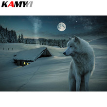 Full Square Diamond embroidery Full Diamond mosaic DIY 3D Diamond painting Cross stitch Snow wolf 2024 - buy cheap