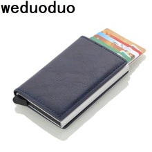 Weduoduo 2019 Crazy Horse PU Leather Credit Card Holder Men And Women RFID Aluminium Business Card Holder Travel Card Wallet 2024 - buy cheap