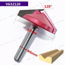 6mm*32mm*120Degree,1pcs,Free shipping CNC Engraving Woodworking Milling Cutter,Tungsten Solid carbide End Mill,3D V Router Bit 2024 - buy cheap