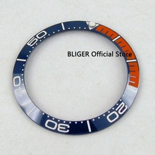 BLIGER 38mm Blue Orange Ceramic Watch Bezel Insert Fit 40mm Sub/GMT Automatic Movement Men's Watch 2024 - buy cheap