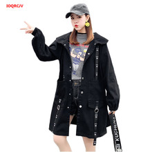 Spring Women Denim Jacket Black 2021 New Hooded Long Loose Casual Windbreaker Outerwear Autumn Plus size Female Cowboy Coat W470 2024 - buy cheap