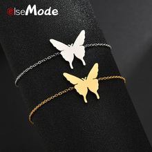 ELSEMODE Stainless Steel Lovely Butterfly  Bracelet For Women Gold And Silver Color Pulseira Feminina Lover's Engagement Jewelry 2024 - buy cheap