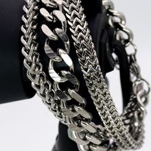 2019 Punk Rock Smooth 1/ 2 pieces Set Paired Wemon Men's Chain Link Stainless Steel Bracelet Wristband Jewelry For Male Female 2024 - buy cheap