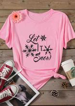 Camiseta con estampado "Let it Snow" para mujer, remera informal Hipster, playera estampada Vintage, regalo de Navidad con copos de nieve, Camisetas góticas 2024 - compra barato