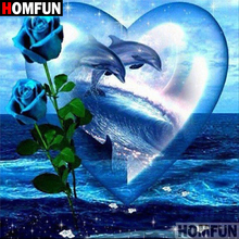 HOMFUN 5D DIY Diamond Painting Full Square/Round Drill "Flower dolphin" 3D Embroidery Cross Stitch gift Home Decor A00596 2024 - buy cheap