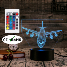 3D Led Novety Presente Criativo Luz Noite Candeeiro de Mesa de Iluminação Aircraft Led Home Hotel Festa Atmosfera Luzes Do Corredor de Cabeceira 2024 - compre barato