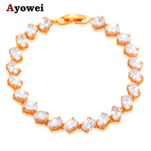 Glittering Bracelets for Women AAA Zircon & White Crystal Gold color Health Nickel & Lead free Fashion jewelry TB841A 2024 - buy cheap
