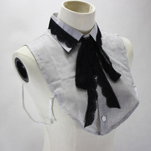 Suéter de algodão com laço preto, laço de bambu para camisola decorativa elegante com listras colar com colar falso 2024 - compre barato