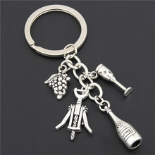 1pc Red Wine Charms Keyring Grape Charms With Wine Opener Keychain Women's Jewelry Key Chains E1632 2024 - buy cheap