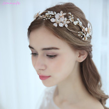 Jonnafe 2018 Gold Flower Hair Vine Wedding Tiara Women Headband Handmade Bridal Hair Piece Accessories Jewelry 2024 - buy cheap