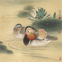 Chinese classical lotus mandarin duck lake scenery oil painting canvas printings printed on canvas wall art decoration picture 2024 - buy cheap