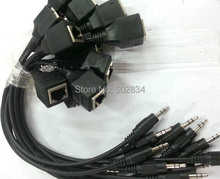 10pcs/lot 3.5mm Aux Male to RJ45 Female Adapter LAN Ethernet Network Audio Extension Cable 30cm 2024 - buy cheap