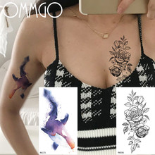 OMMGO Watercolor Colorful Whale Dolphin Temporary Tattoos For Women Body Art Arm Tatoo Kids Waterproof Fake Tattoo Sticker Paper 2024 - купить недорого