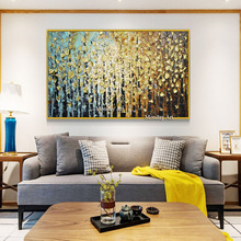 large painting Hand Painted Abstract gold Tree Landscape Oil Paintings On Canvas Wall Pictures Living Room Bedroom Home Decor 2024 - buy cheap