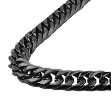 Corrente bracelete ou colar de pulso masculino, corrente de 16mm de aço inoxidável 316l forte, cor preta, bracelete ou pulseira de 7 a 40" 2024 - compre barato