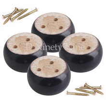 4Pcs Oak Wood 9.5x9.5x5cm Black Eucalyptus-Wood Round Furniture Legs Feet 100kg Bearing Weight for Sofas Cabinets Tables Bed 2024 - buy cheap