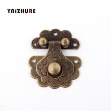 36*40mm Frangipani shape golden green bronze Iron Buckle Hasp Hasp Wooden Wine Box With Lock Buckle Antique Padlock Hardware 2024 - buy cheap