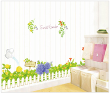 Grass fence put children room background stickers play crural line Three generations can remove the wall stickers 2024 - buy cheap