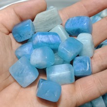 DHXYZB 15pcs Natural aquamarine gravel square energy stone Crystal Quartz Mineral Specimen Fish Tank Garden home Decora 10-20mm 2024 - buy cheap