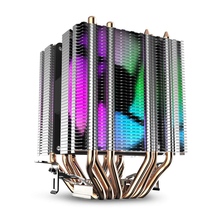 Cooler para cpu, 6 tubos de calor, dissipador de calor com 90mm, led arco-íris, para intel 775/1150/1155/1156/1366 2024 - compre barato