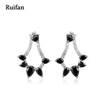 Ruifan Vintage Black/White Gold Cubic Zirconia 925 Sterling Silver Stud Earrings for Women Ladies Fine Jewelry YEA049 2024 - buy cheap