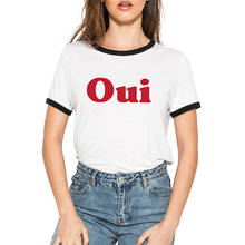 Skuggnas Oui Ringer Tee Womens T Shirt Top Ladies Fun Tumblr Hipster Slogan Fashion Grunge Kawaii Designer Cute Vintage T shirt 2024 - buy cheap