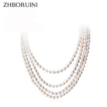 ZHBORUINI 2019 Fashion Long Multilayer Pearl Necklace Natural Freshwater Pearl Choker Charm Necklace Jewelry For Women Gift 2024 - buy cheap