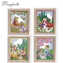 Four seasons girls cross stitch kit aida 14ct 11ct count printed canvas stitches embroidery DIY handmade needlework 2024 - buy cheap