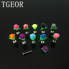 free shipping Hot 100pcs 1.2*8*5mm surgical Stainless Steel double color silicone flower ear lip piercing labret ring 2024 - buy cheap