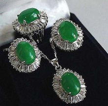 Hot selling> beautiful Sets green Natural stone jades pendant necklace  NEW -Bride jewelry free shipping 2024 - buy cheap