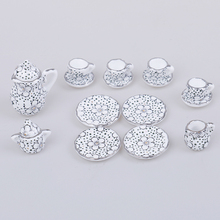 4 Patterns Flower Tableware Kitchen Dollhouse Furniture Toys For Children 1:12 Miniature 15Pcs Porcelain Tea Cup Set 2024 - buy cheap