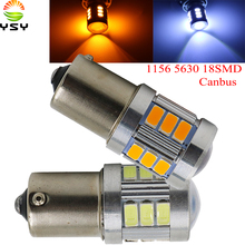 Светодиодные лампы YSY 4 шт. BA15S BAU15S P21W PY21W 1156, светодиодные лампы Canbus 18SMD 5630 для парковочных огней, внутреннего освещения карты 2024 - купить недорого