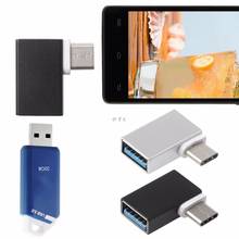 Портативный алюминиевый OTG-преобразователь данных 90 градусов USB3.1 Type C на USB 3,0 мама для жесткого диска телефона Android 2024 - купить недорого