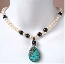 Joyería de mujer collar de perlas y jades colgante de turquesa moda AKOYA envío gratis 2024 - compra barato
